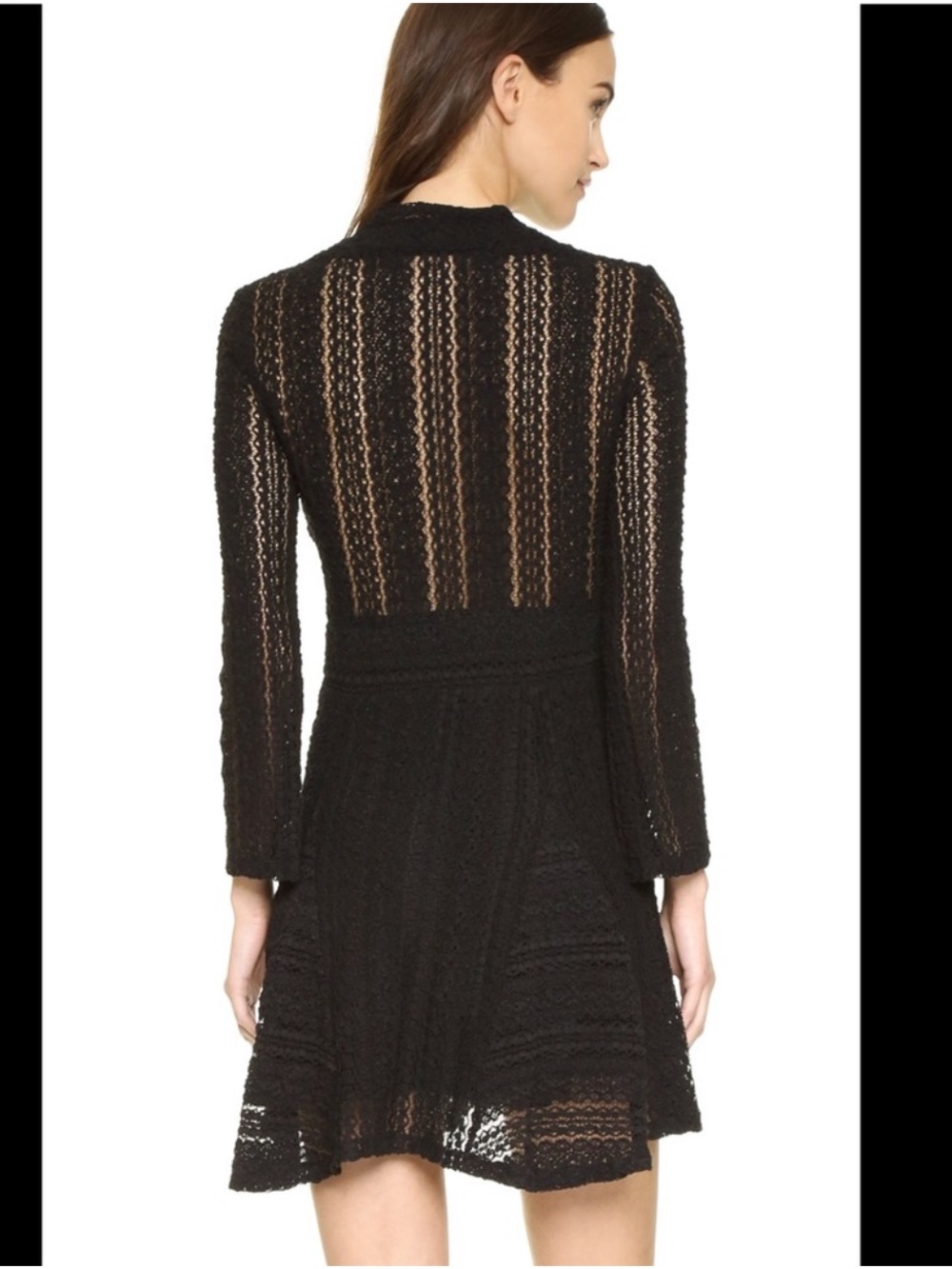 IRO Black Lace V-Neck Long Sleeve Fit-and-Flare Dress - Picture 2 of 16